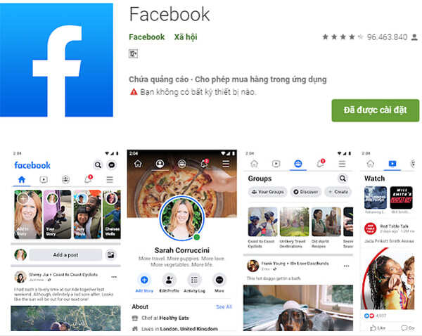 Cần tải ứng dụng Facebook trên CH Play hoặc App store trước khi đăng ký