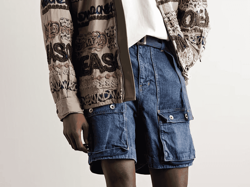 Quần short túi hộp nam denim