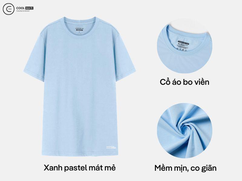 áo thun cotton compact màu xanh pastel