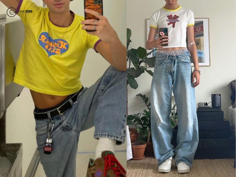 phối áo baby tee với quần jeans