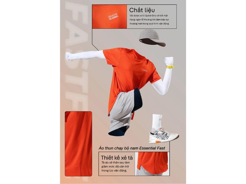 Chất liệu Áo chạy bộ Essential + Quần chạy bộ Ultra Fast