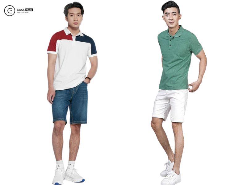 Phong cách thanh lịch khi kết hợp quần short jeans nam với áo polo. Nguồn: Internet