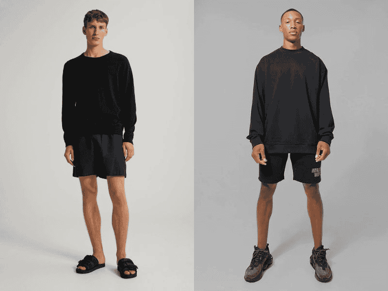 Quần short nam đen nổi bật khi kết hợp cùng áo sweater