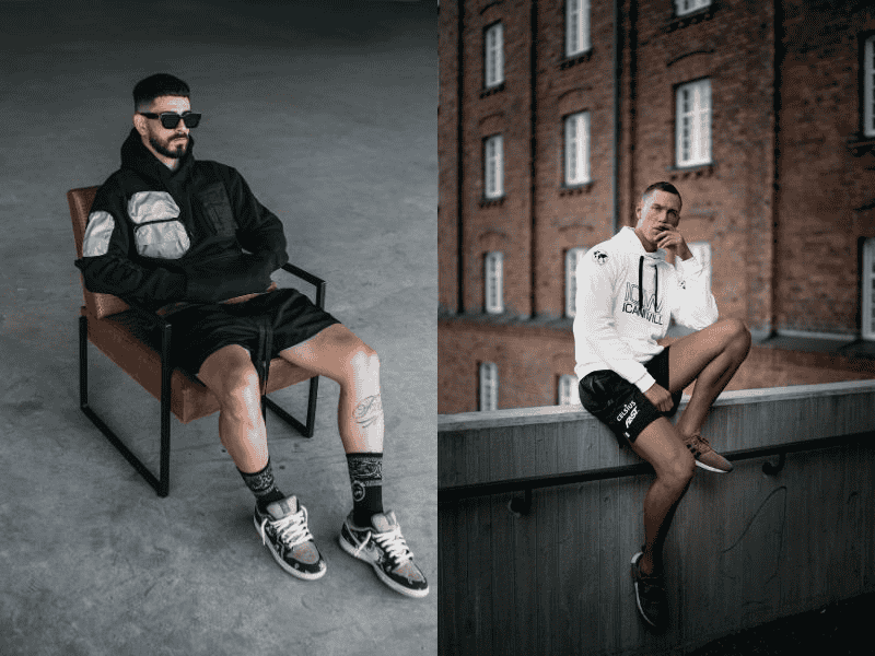 Phối short nam màu đen với hoodie cực cá tính.