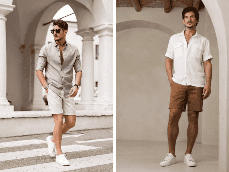Set đồ áo sơ mi và quần ngố: Outfit “quốc dân” cho quý ông thỏa sức dạo phố.