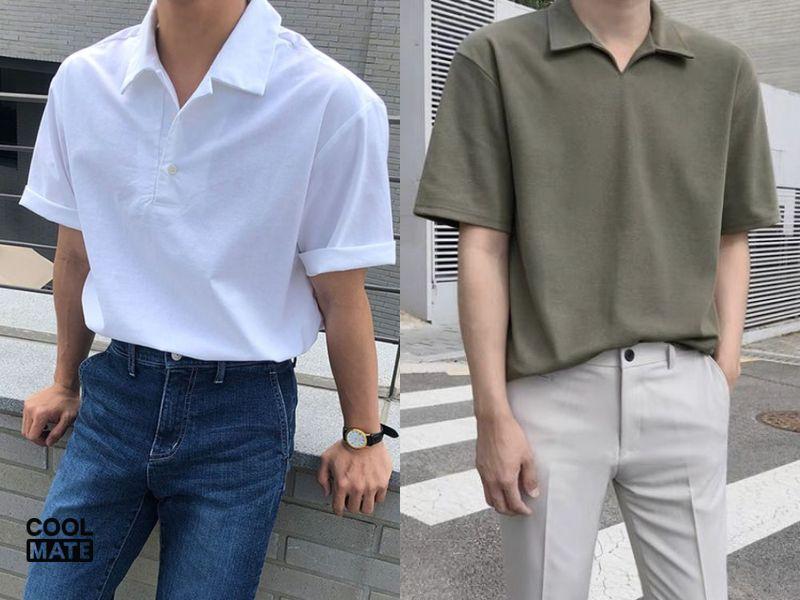  Áo thun polo nam form rộng