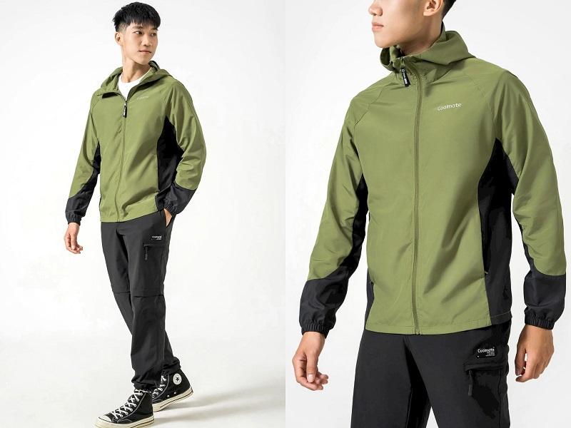 Áo khoác gió thể thao nhà Coolmate được làm từ 100% Polyester mỏng nhẹ, thoáng mát