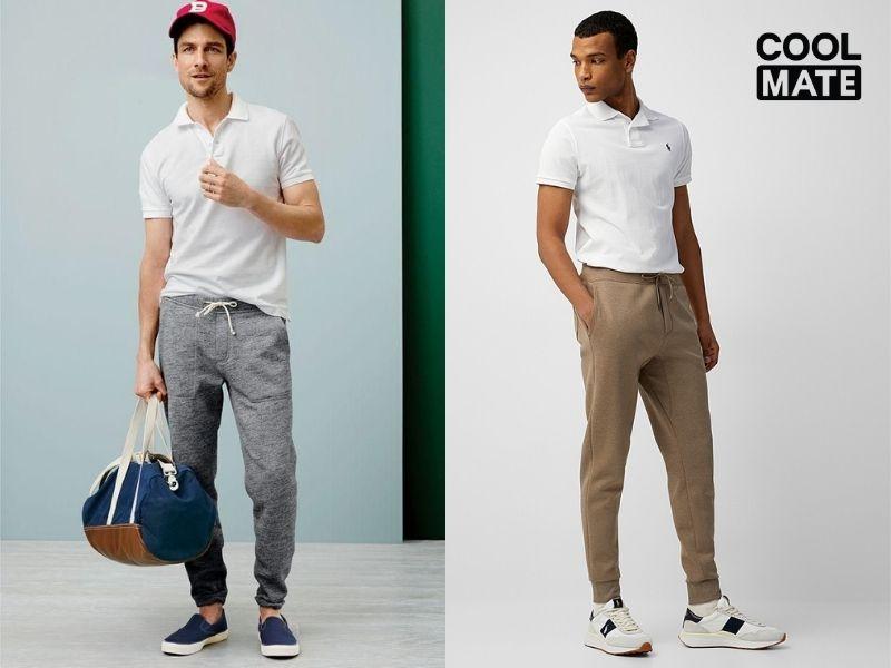 Phối áo polo nam với quần jogger mới mẻ 