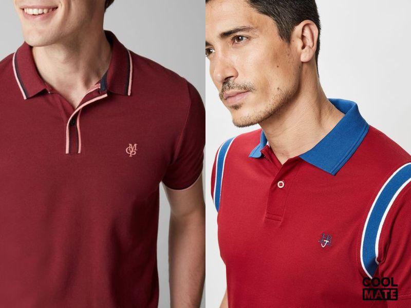 Áo polo đỏ đô có logo in nổi