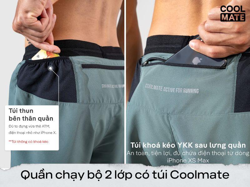 Quần chạy bộ có túi 2 lớp nam Coolmate