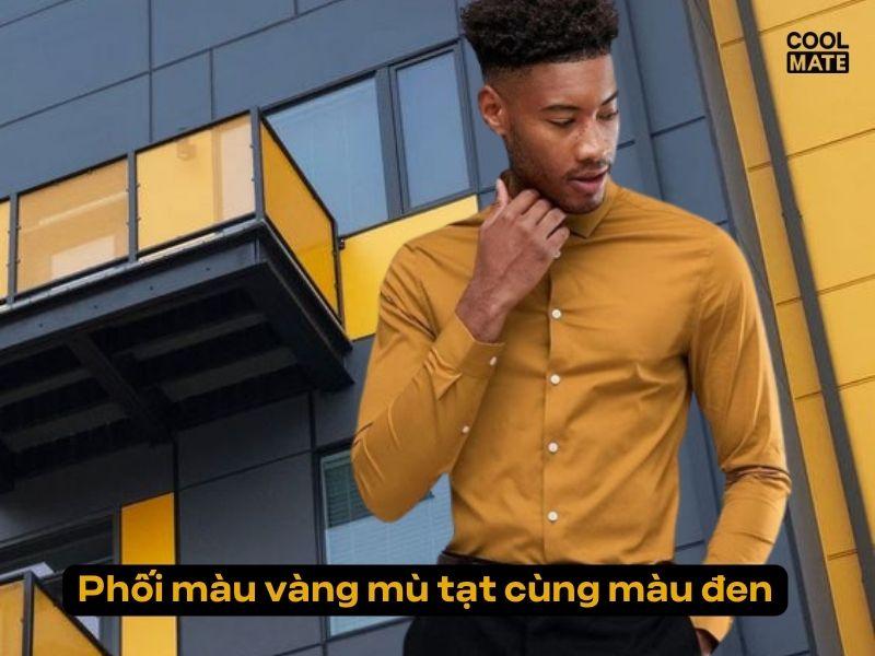 Phối màu vàng mù tạt cùng màu đen