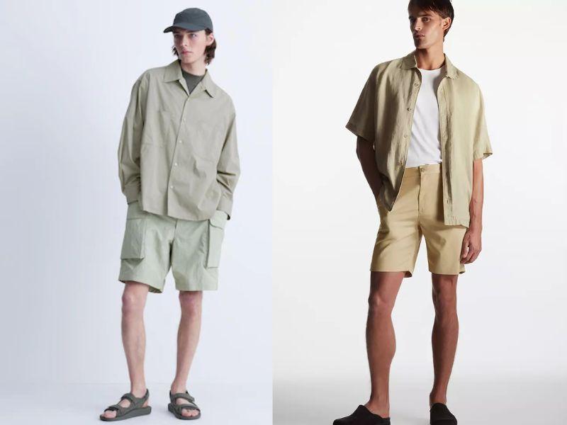 Quần túi hộp nam ống rộng mix cùng áo sơ mi