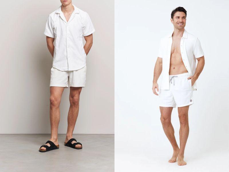 Quần vải đũi nam ống rộng mix cùng áo sơ mi ngắn tay