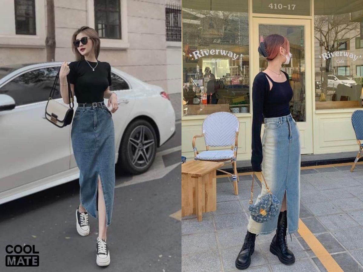 Chân váy jeans cá tính