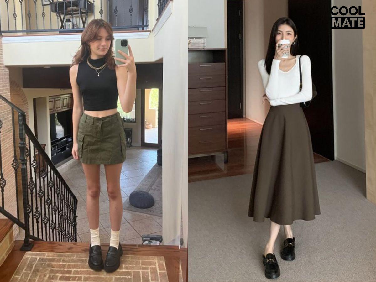 Phối váy với áo basic