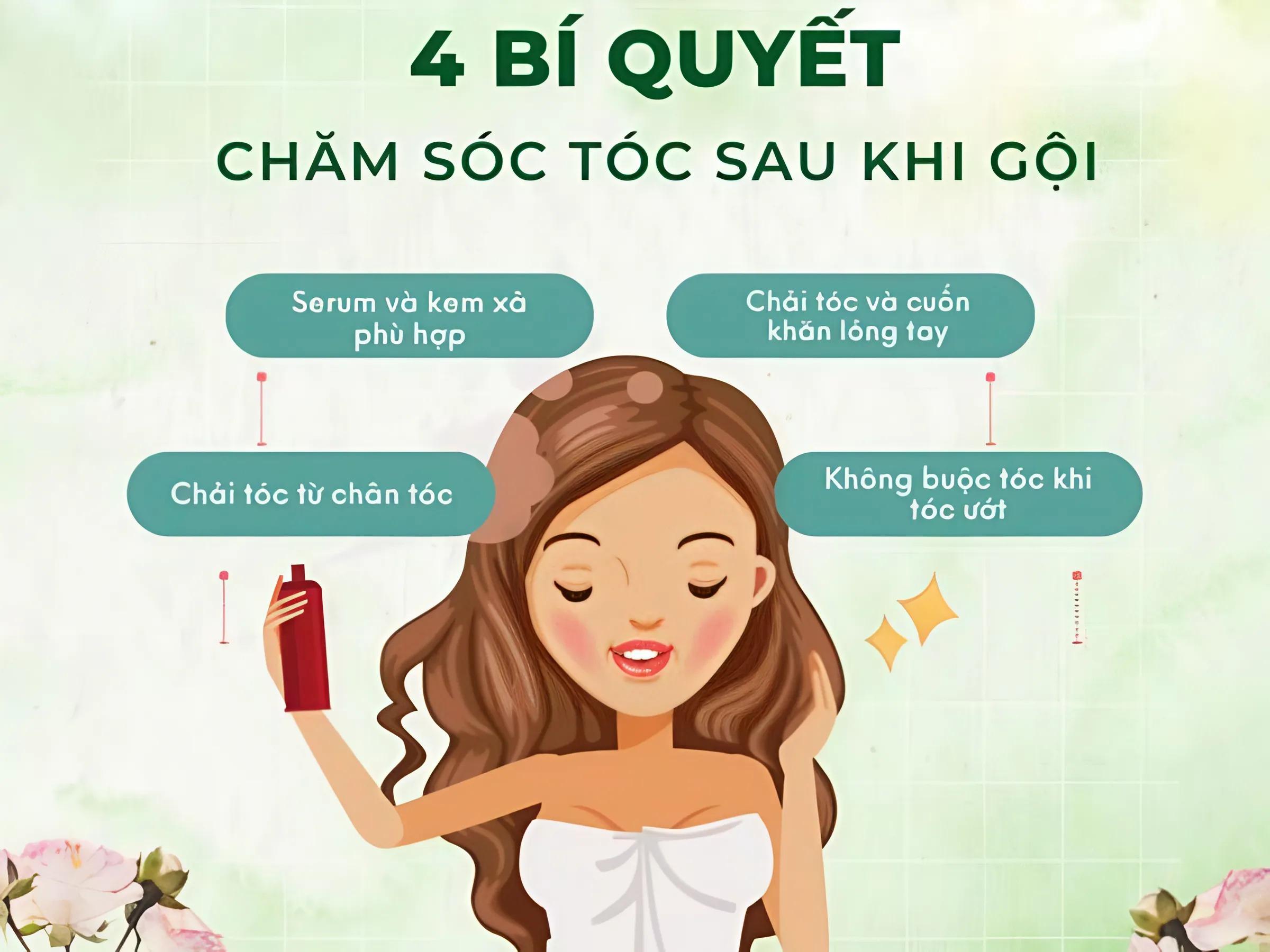 Bí quyết chăm sóc tóc sau khi gội