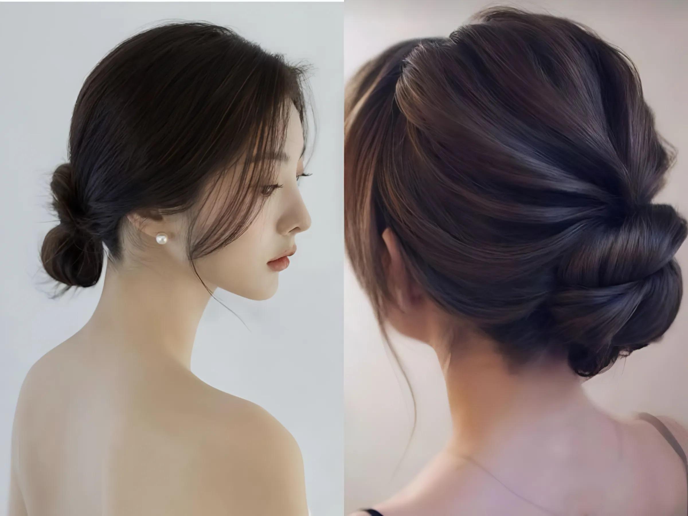 Mẫu tóc búi thấp dịu dàng