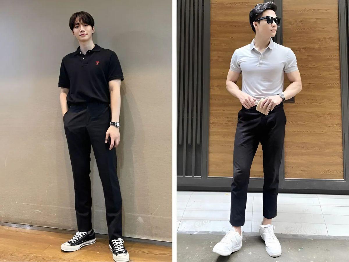 Mặc quần cạp cao nhấn mạnh sự khác biệt về tỷ lệ và chiều dài chân