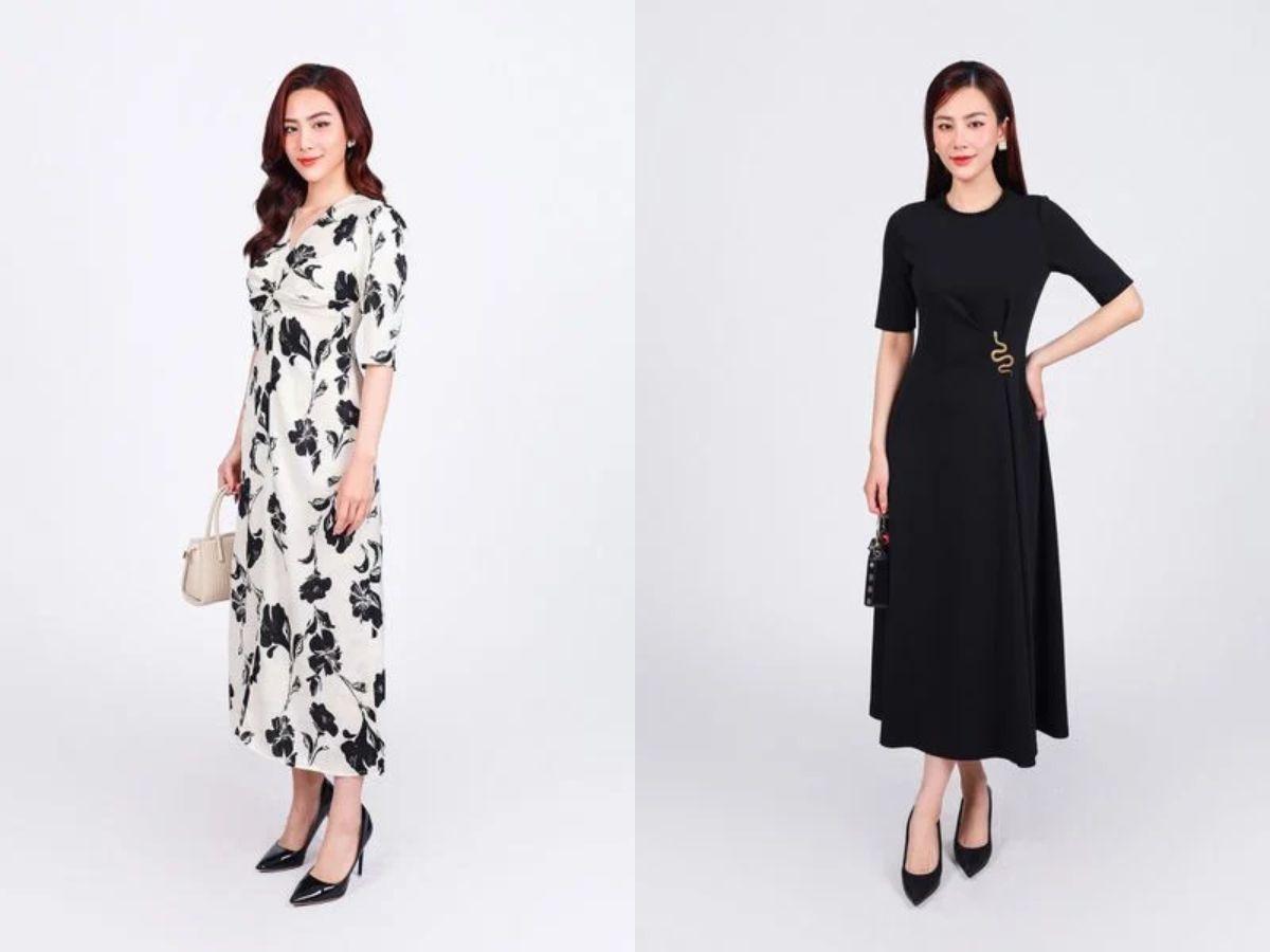 Đầm xòe công sở cho nàng dáng cao gầy