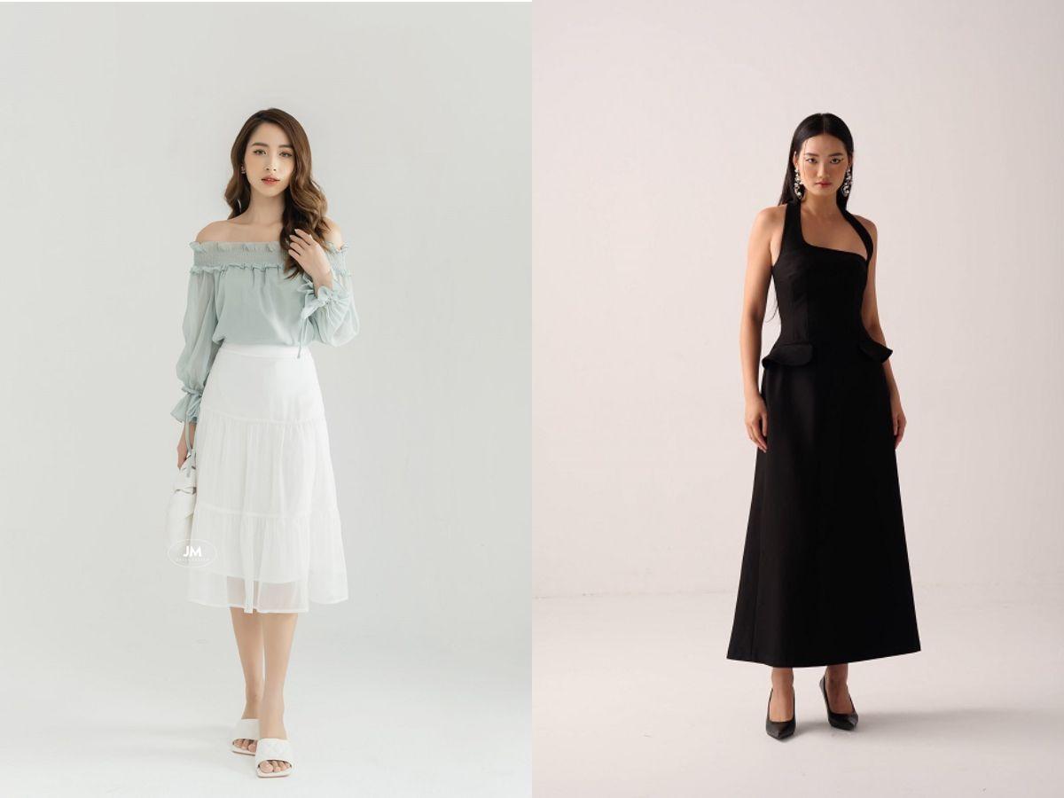 Đầm xòe công sở cho nàng dáng quả lê