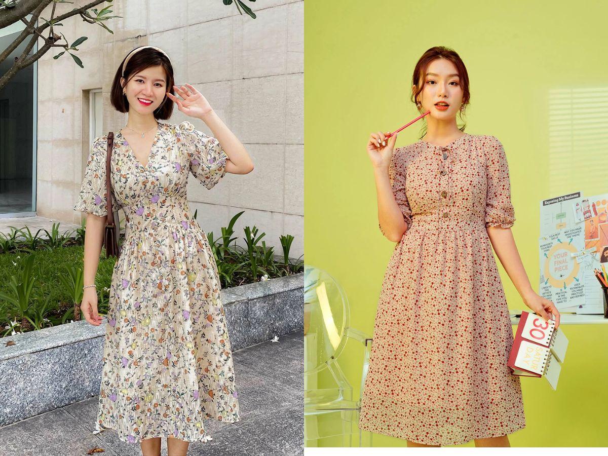 Đầm xòe công sở cho nàng dáng chữ nhật