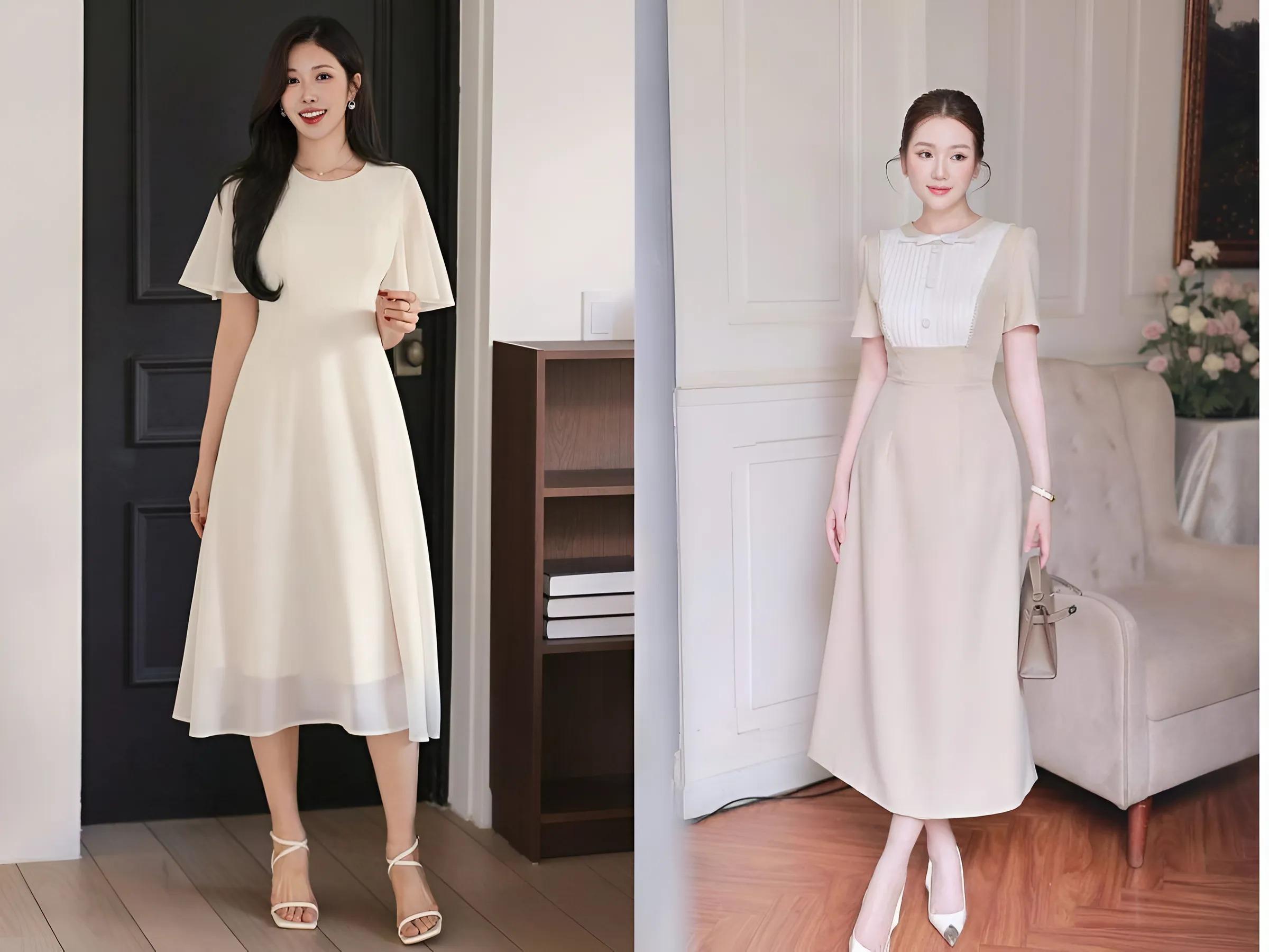 Đầm cho nàng nấm lùn kéo dài chân với đầm ngắn trên gối, nhấn eo
