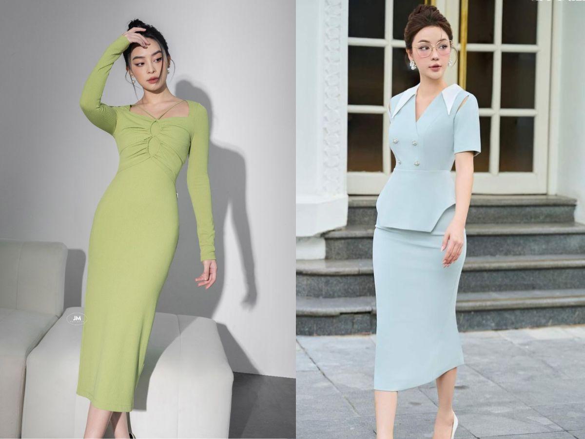 Dáng đồng hồ cát mặc kiểu đầm ôm có nhấn eo, tôn dáng rõ rệt