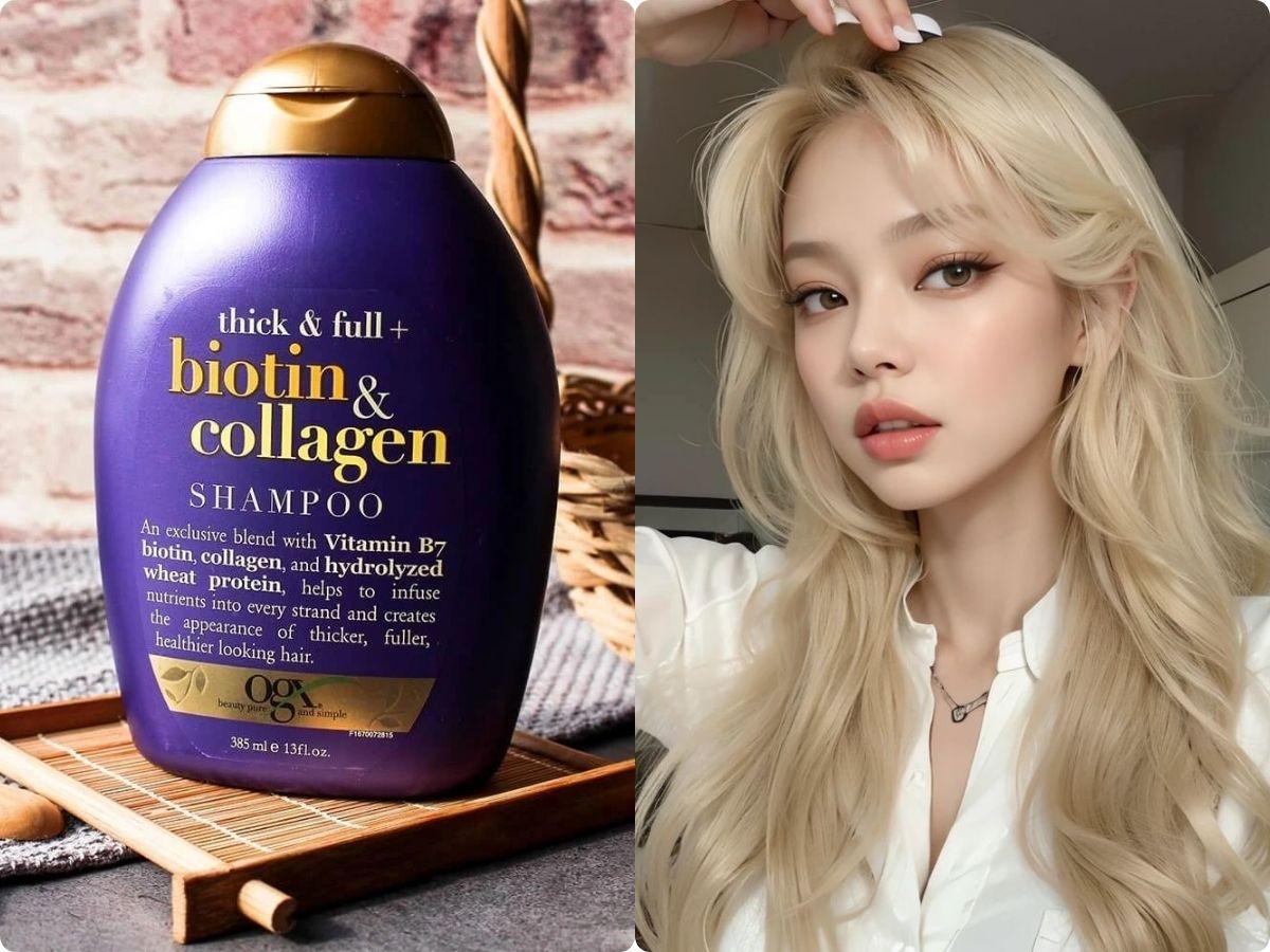 Dầu gội OGX Biotin & Collagen Shampoo màu tím