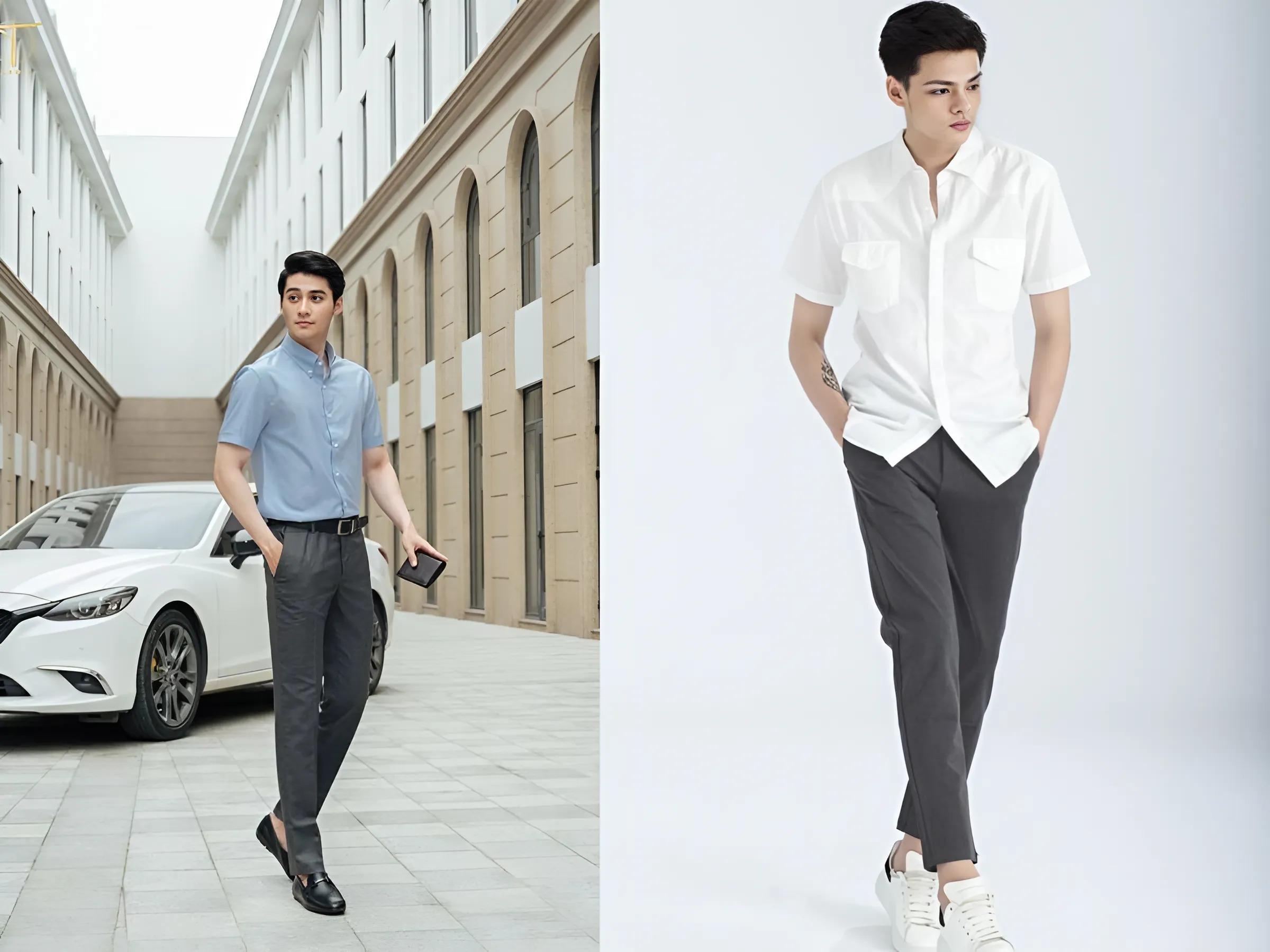 Phong cách lịch lãm: Áo sơ mi + Quần tây/kaki + vest/blazer