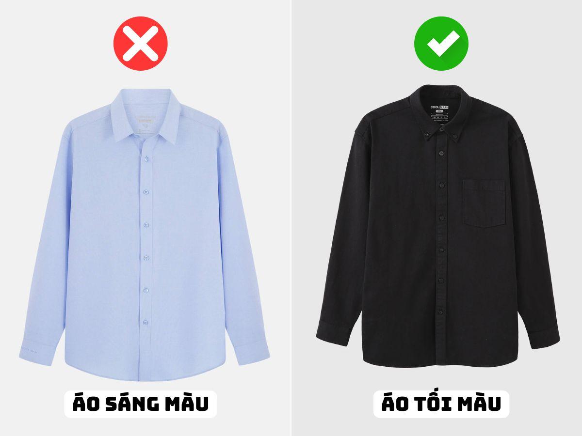 Người có dáng người mập nên ưu tiên lựa chọn áo tối màu