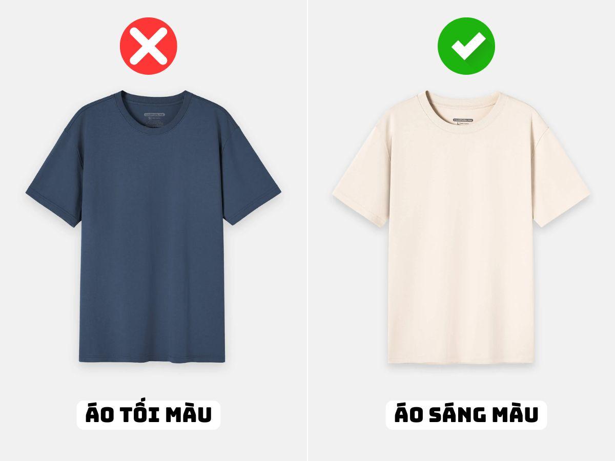 Ngược lại với dáng người mập, áo sáng màu là lựa chọn lý tưởng cho người gầy