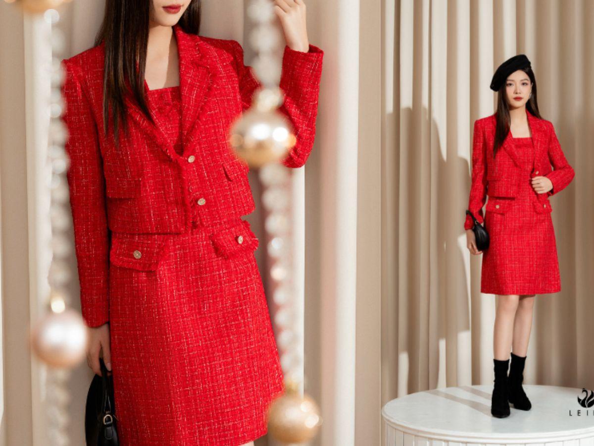 Chất liệu tweed mềm mại, bắt sáng nhẹ nhàng tạo vẻ quý phái