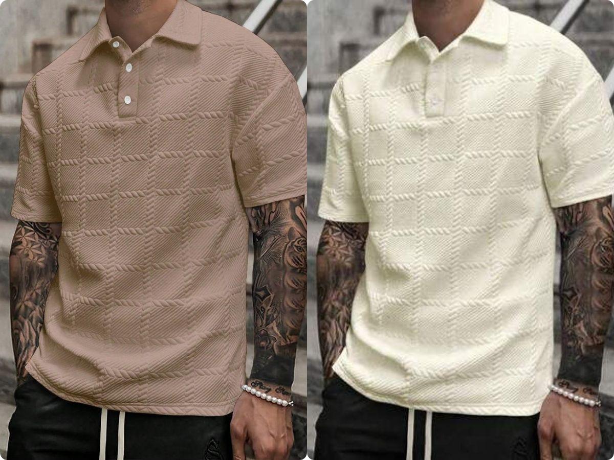 Áo Polo Dệt Kim Nam Họa Tiết Caro Nhã Nhặn 
