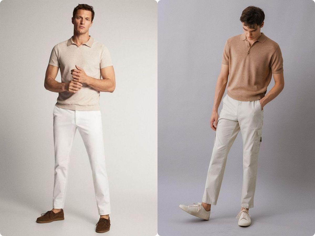 Outfit áo polo len nam thanh lịch và cơ bản