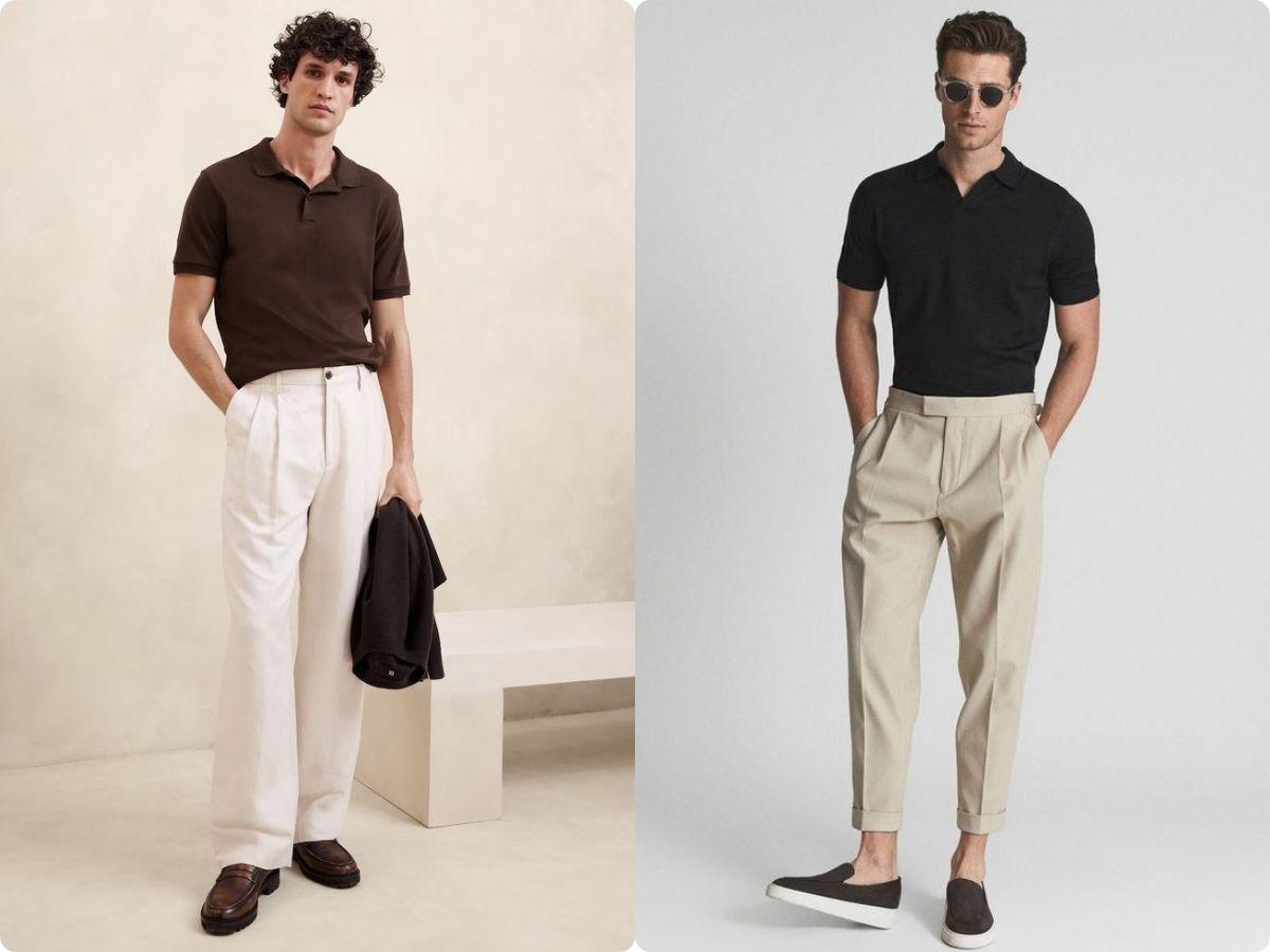 Outfit lịch sự nhẹ nhàng với áo polo len nam