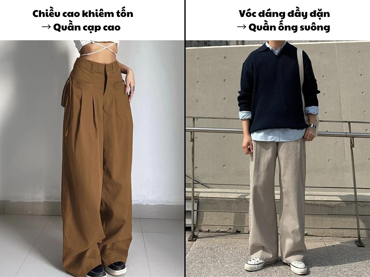 Lưu ý khi chọn quần ống rộng theo dáng người