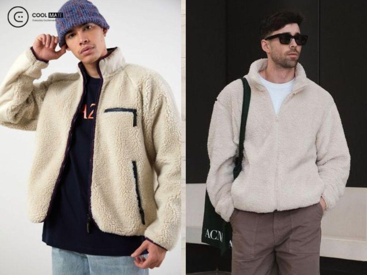 Áo khoác lông cừu cho nam được làm từ chất liệu cotton 