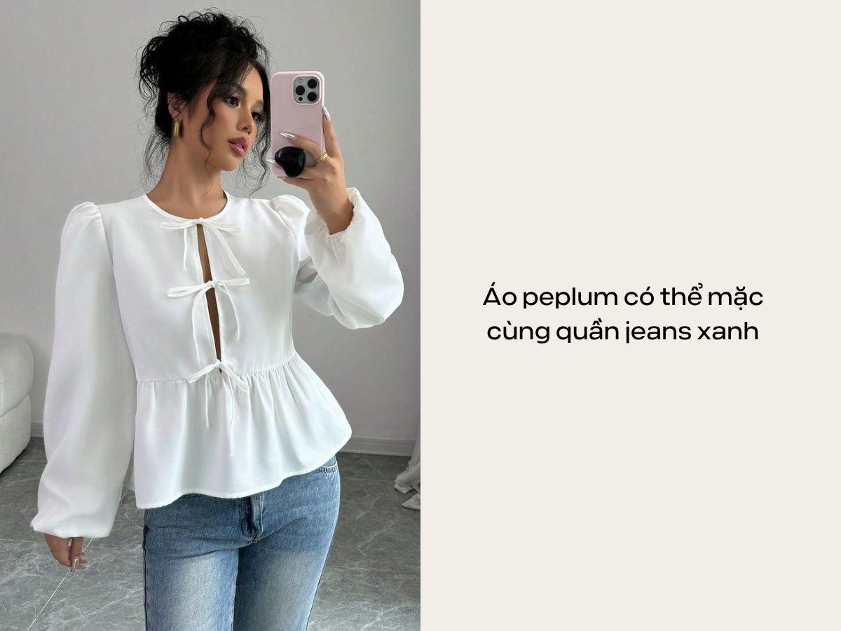 Áo peplum cùng quần jean cũng là cách lên đồ cực ổn áp