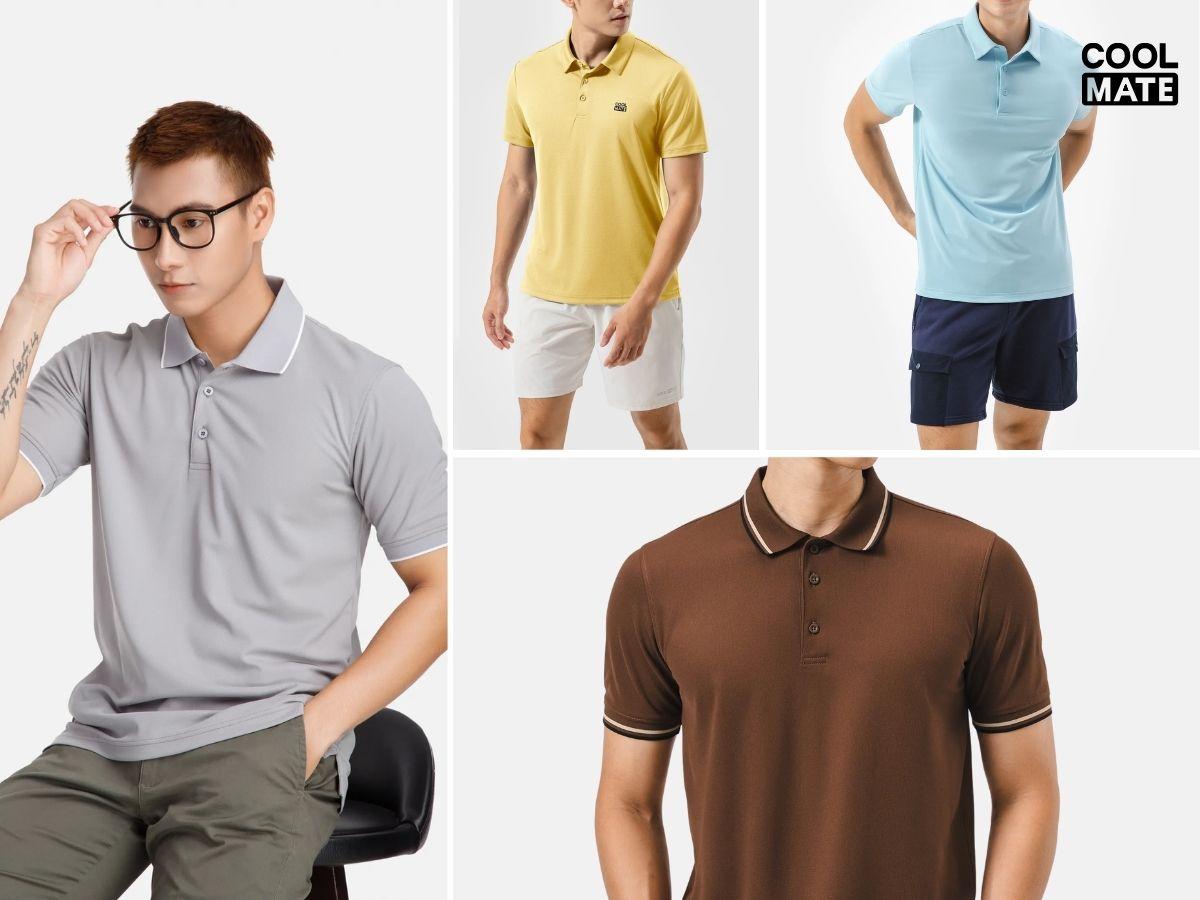Các mẫu áo polo Coolmate với form dáng, màu sắc, họa tiết đa dạng