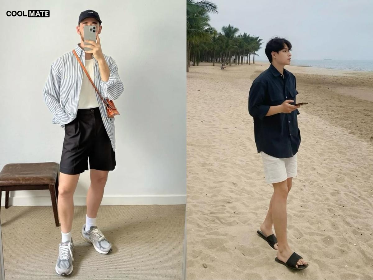 Sơ mi ngắn tay hoặc dài tay xắn gọn, chất liệu nhẹ như linen giúp mang lại cảm giác thoáng mát