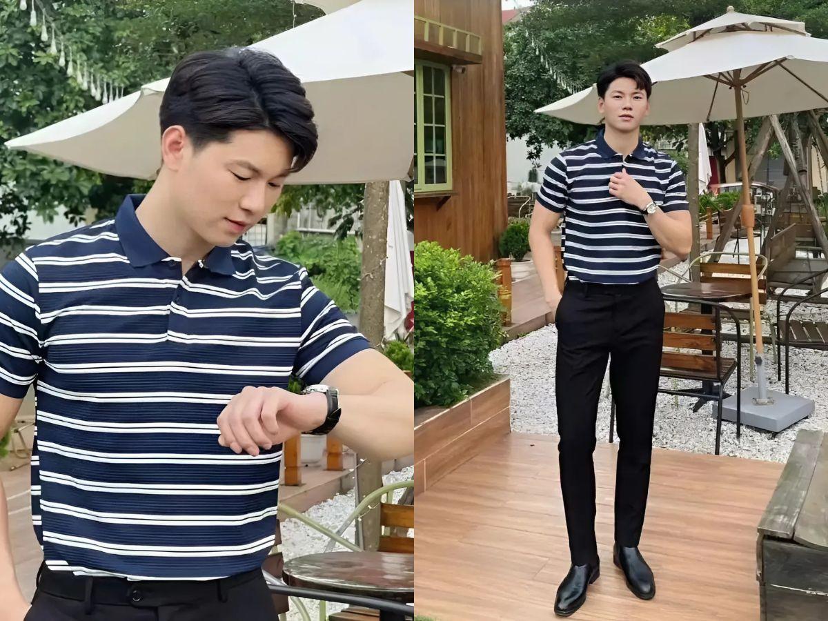 Áo polo sọc ngang chỉnh chu nhưng không kém phần cá tính