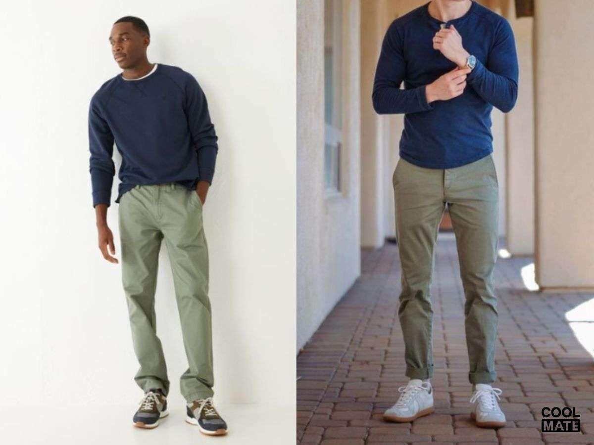 Hóa quý ông điển trai với áo thun nam tay dài và quần chinos
