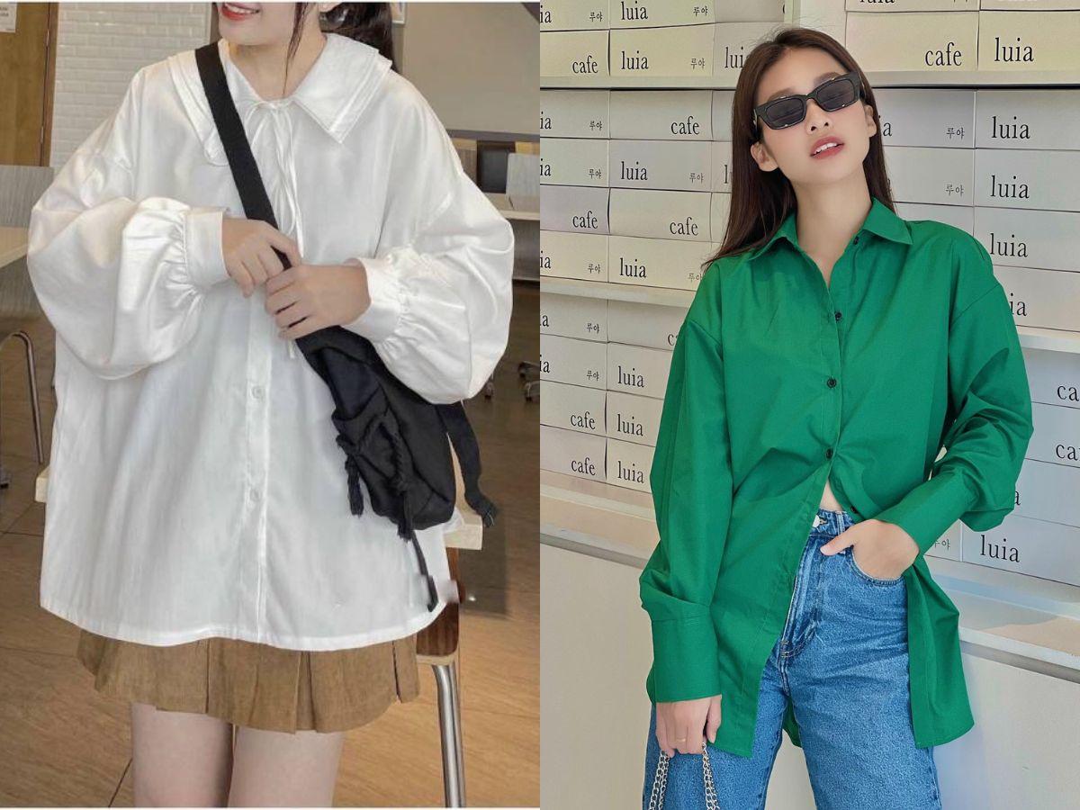 Các mẫu áo sơ mi oversize giúp dáng cao thêm phần cân đối
