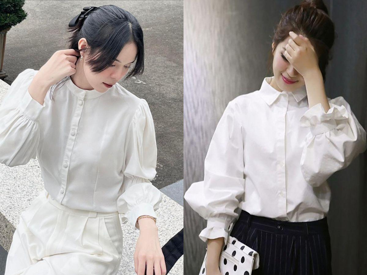  Áo sơ mi tay dài hoặc bèo nhún giúp cơ thể đầy đặn hơn cho dáng gầy