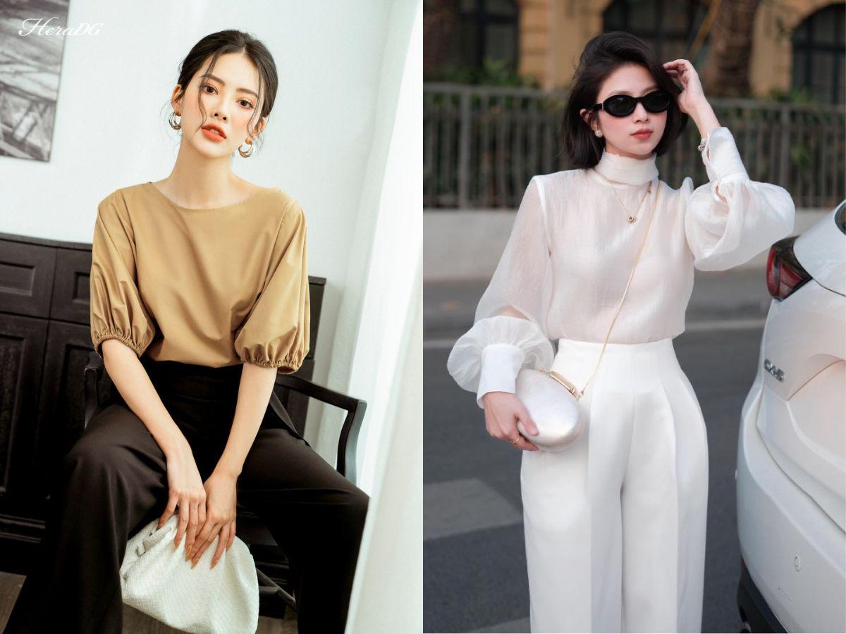 Thời thượng đi làm với áo tay bồng