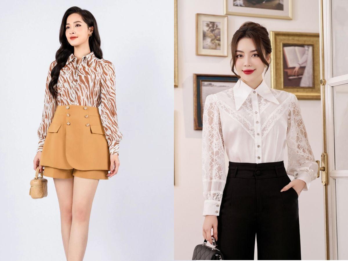 Áo sơ mi voan cổ đức
