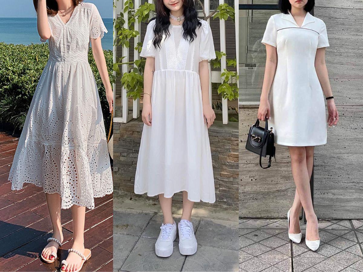 Các mẫu giày phối với váy trắng