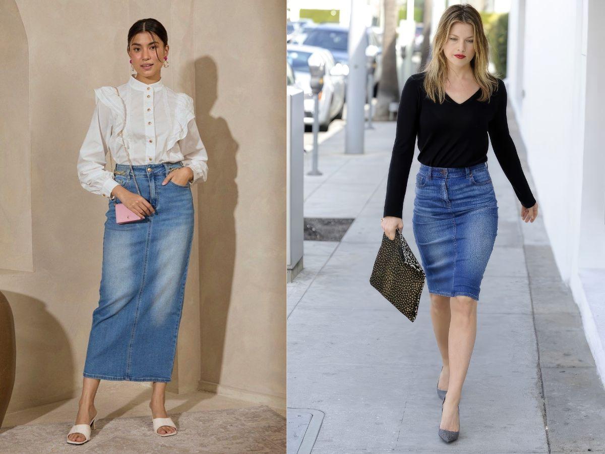 Chân váy bút chì jean