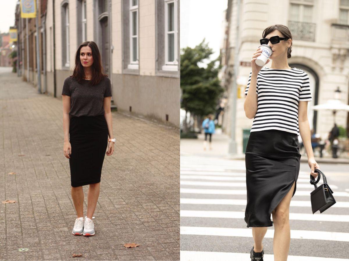 Chân váy bút chì có phối được với áo phông oversize không?