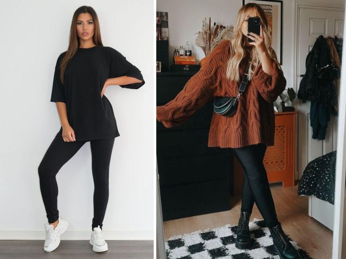 Nàng có thể mix quần legging cạp cao với áo thun oversize